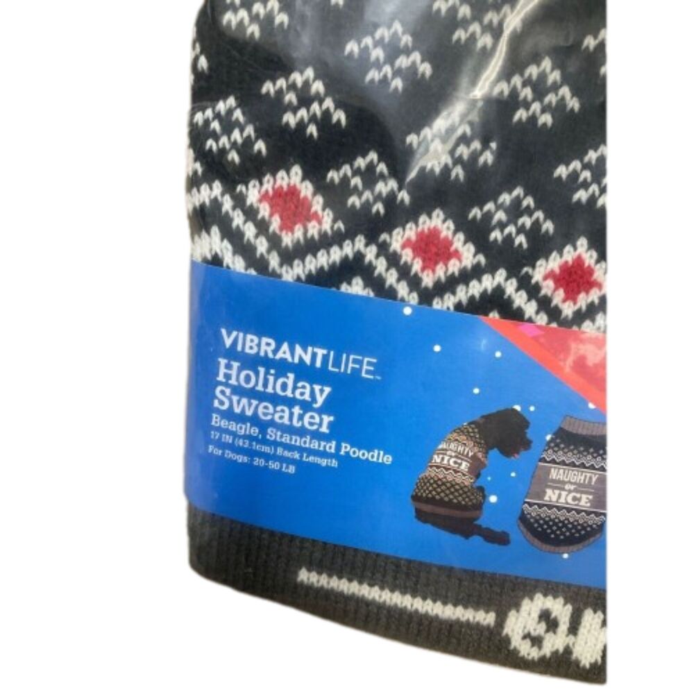 T2 NEW Size M Naughty Nice Dog Sweater Beagle Standard Poodle 20-50 lbs 17"